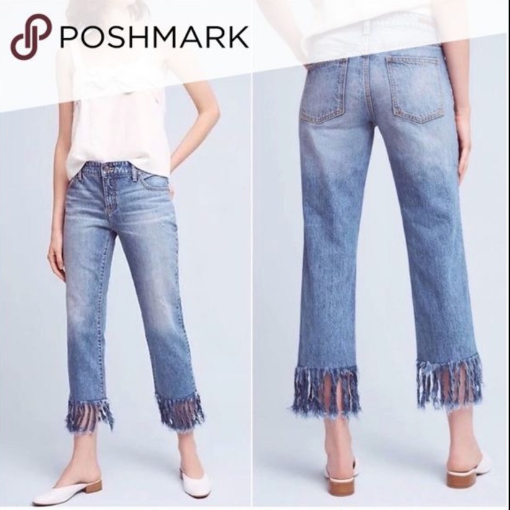 Anthro Pilcro and the Letterpress Hyphen Fringe Jeans